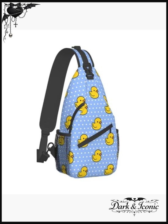 Duck Print Sling Bag Casual Crossbody Backpack Adjustable Strap Lightweight